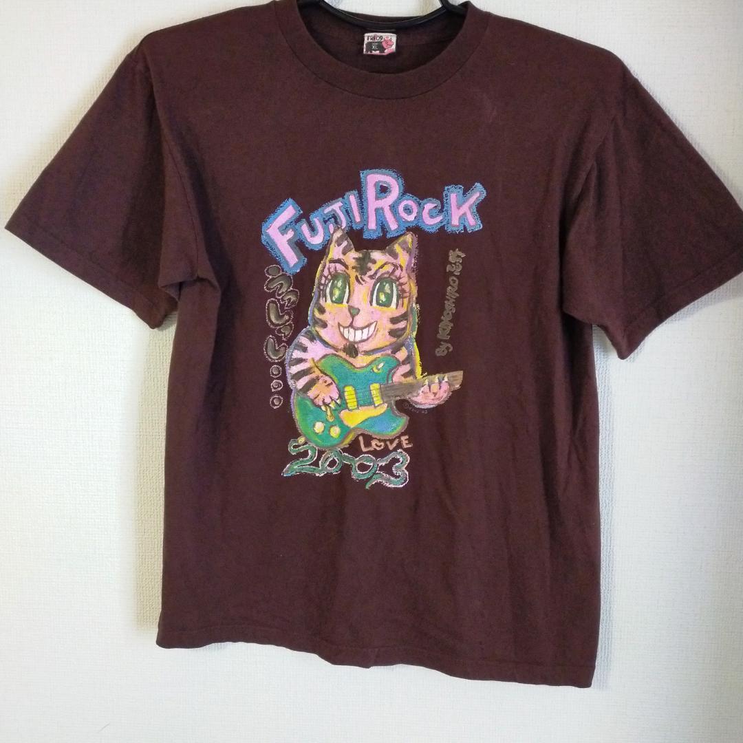 激レア　美品　忌野清志郎 Tシャツ 猫　フジロック　2003　茶　XL