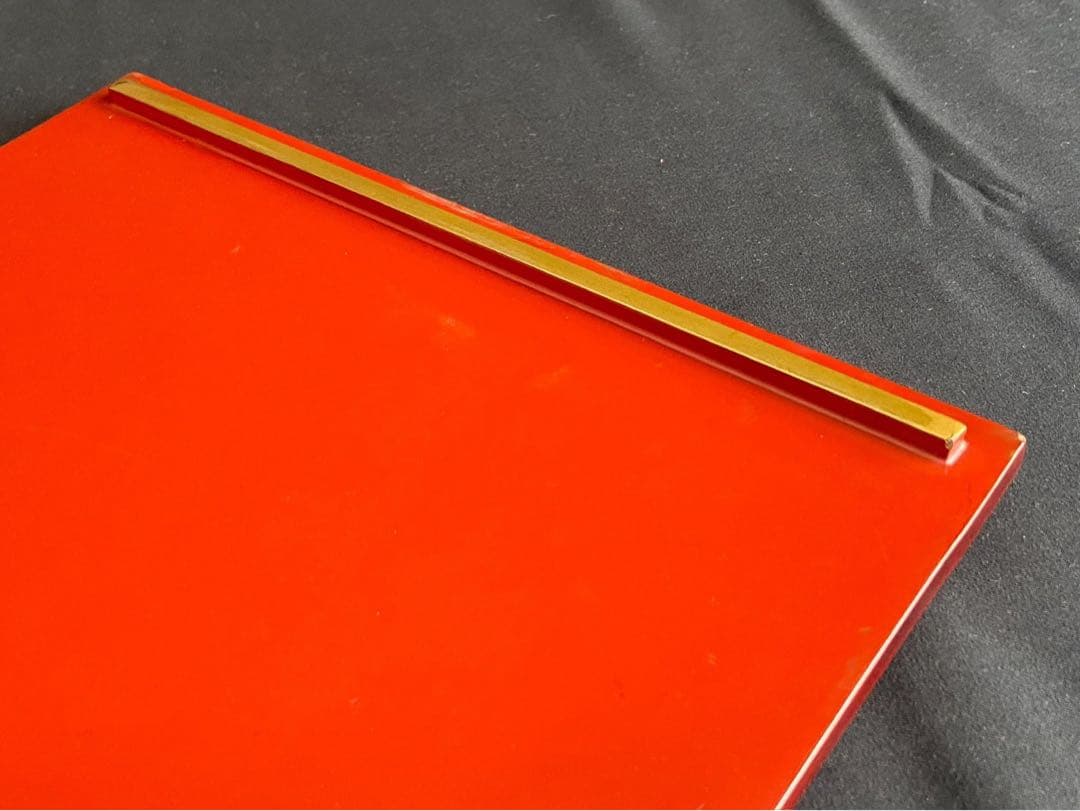 時代漆器 金銀 鴨蒔絵 紅溜 五段重箱 二枚蓋 共箱 木製 / 輪島塗