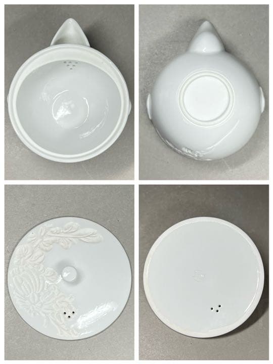 【エビス】急須 湯冷まし 茶碗 出石焼 小嶋昇山造 盈進舎 白磁 煎茶道具 共箱