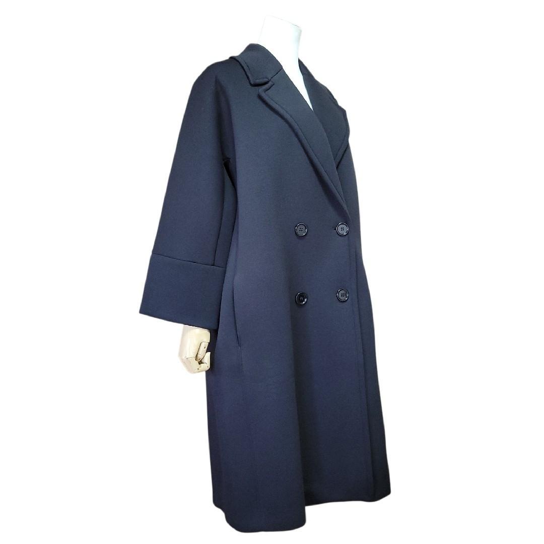 極美品　エスマックスマーラ　ダブル　ロング　ボンディングコート　ブラック　S