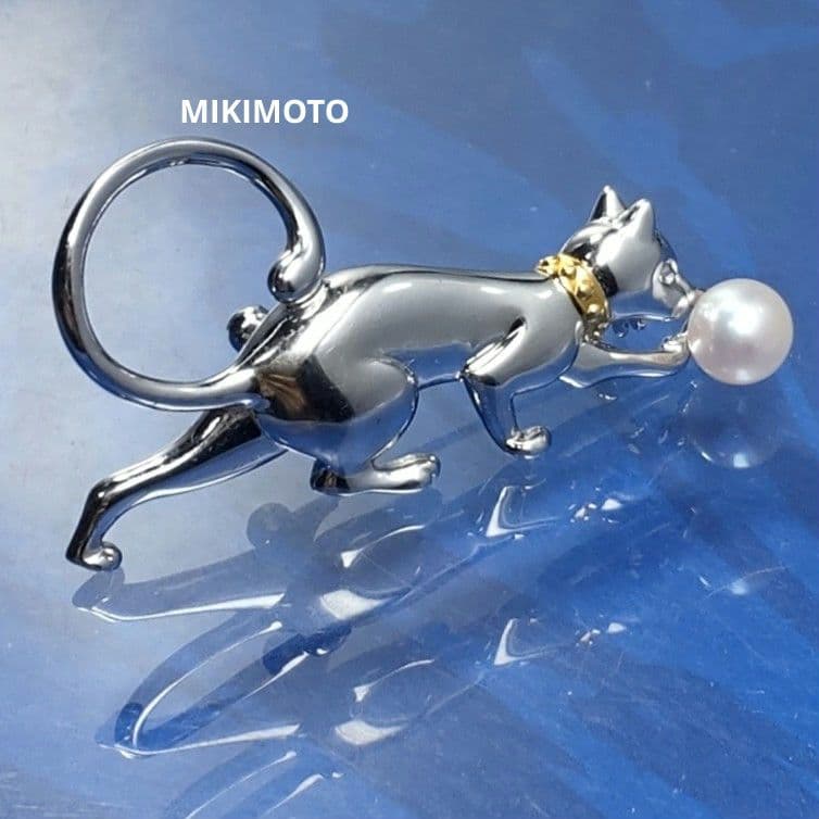 美品♡愛くるしい猫ちゃん♡MIKIMOTO♡ミキモト♡ブローチ