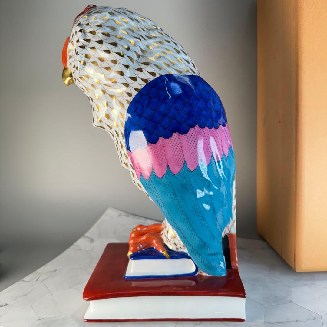 DA 1298 ヘレンド　herend本の上のフクロウ　縁起物　置物　陶器