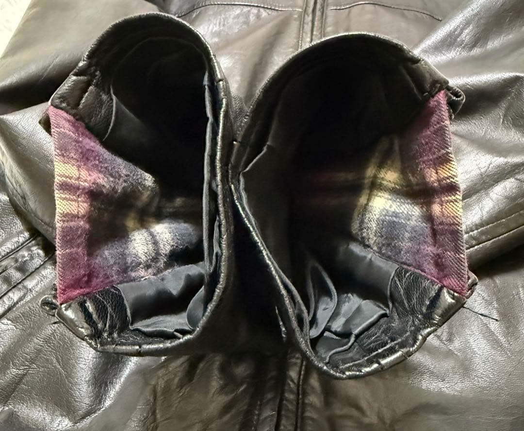 【極上ラムレザー】　ポールスミス　シングルライダースジャケット　裏地チェック