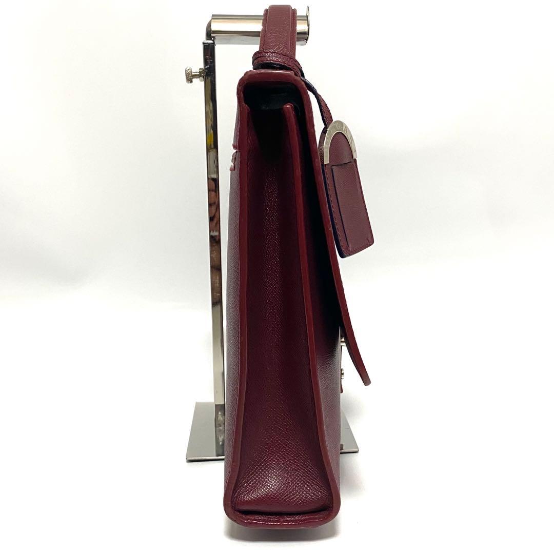 BVLGARI レザー ワインレッド チャーム ビジネスバッグ ブリーフケース