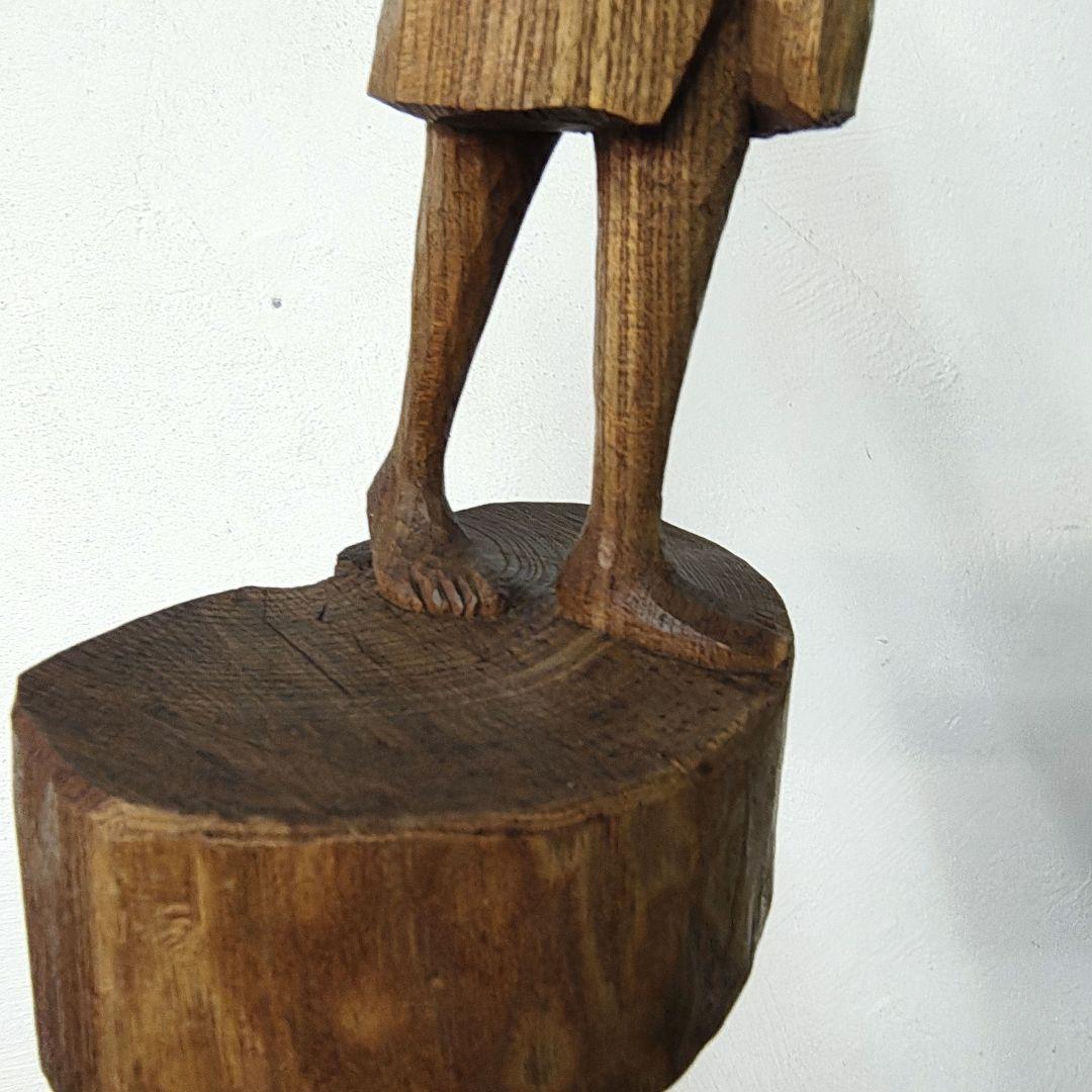 アイヌ　木彫り　彫刻　一刀彫　槐　メノコ