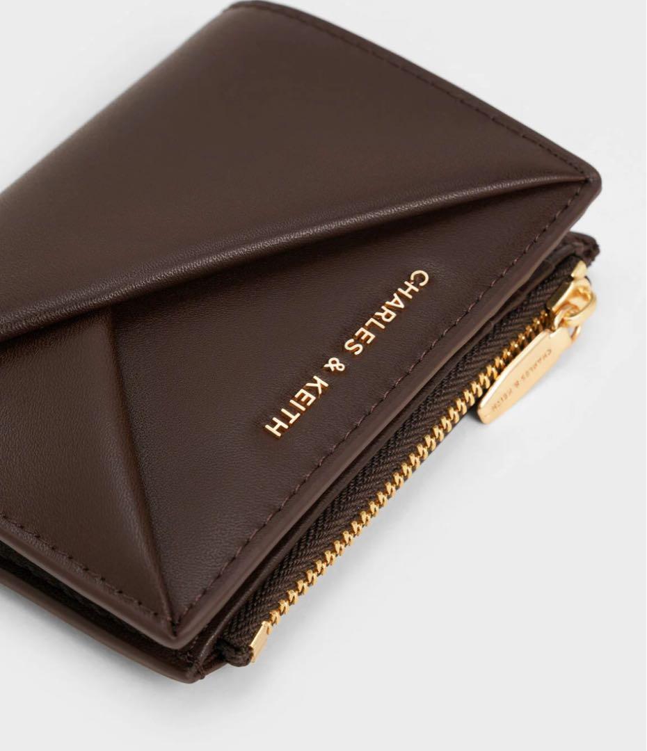 Midoriジオメトリックトップジップウォレットエスプレッソブラウン