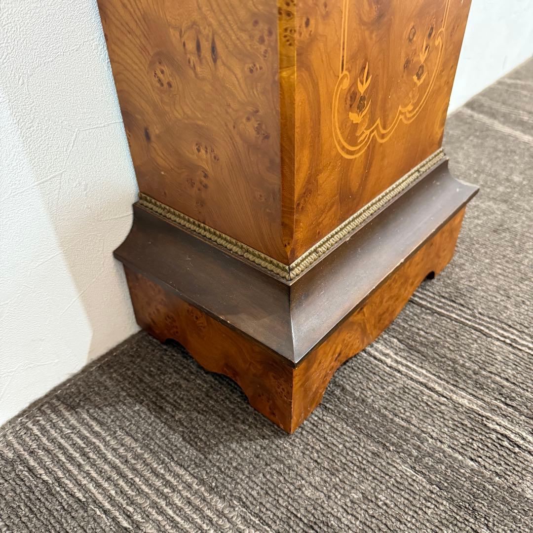 スペイン製　アンティーク　時計台　花台　真鍮　象嵌　大理石