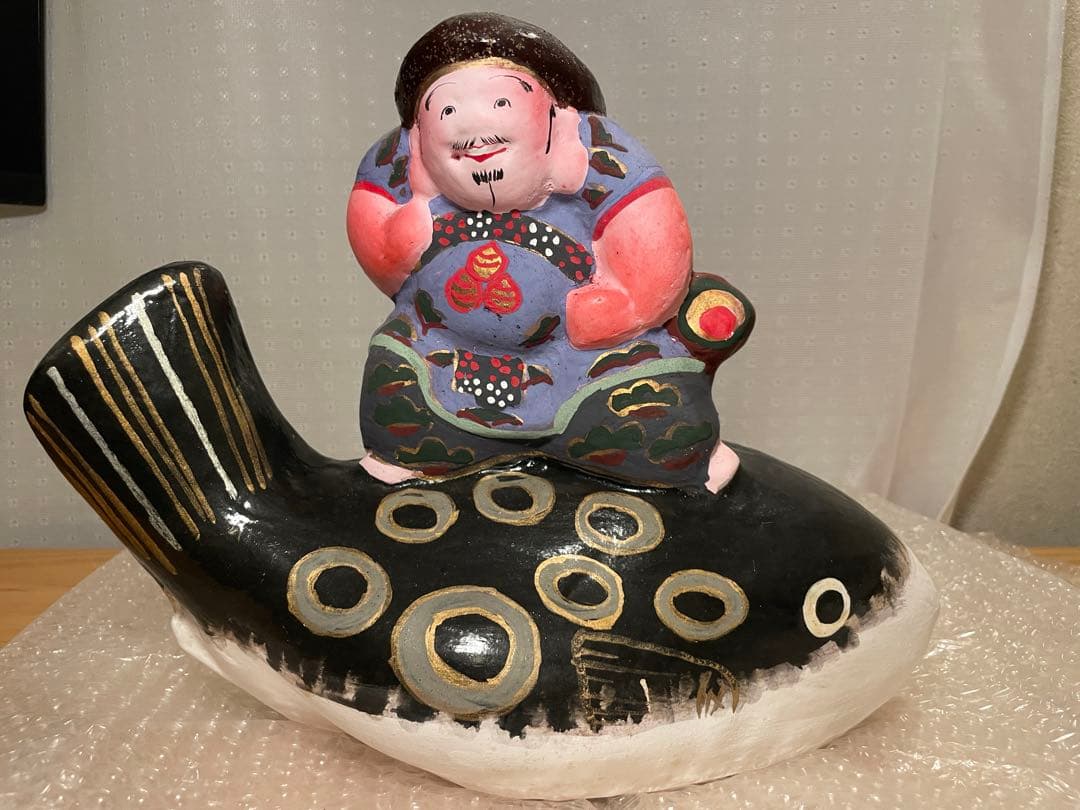 中野人形 【ふぐ乗り大黒】土雛　奈良久雄【激レア・直筆サイン入り】