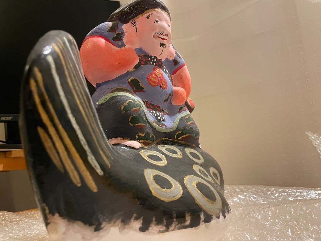 中野人形 【ふぐ乗り大黒】土雛　奈良久雄【激レア・直筆サイン入り】