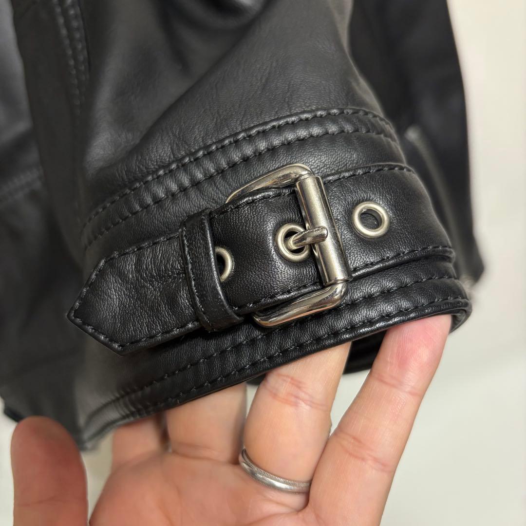 美品 DIESEL L-SHIRO JACKET 羊革 ライダースジャケット L
