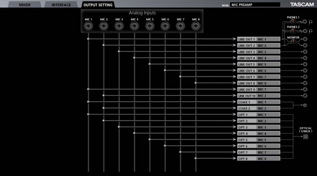 TASCAM US-20x20 オーディオインターフェイス