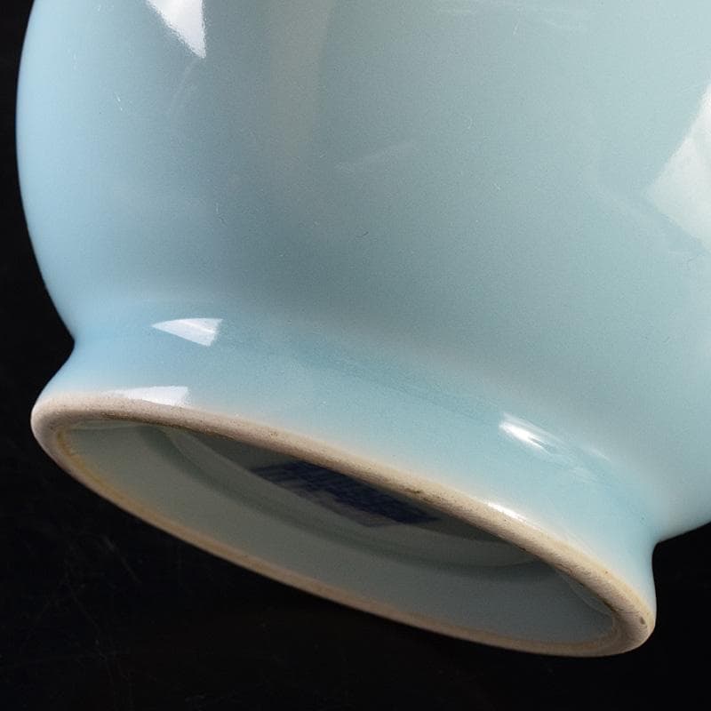 中国　大清乾隆年製　汝窯　天青釉　雙耳瓶　C　7888E