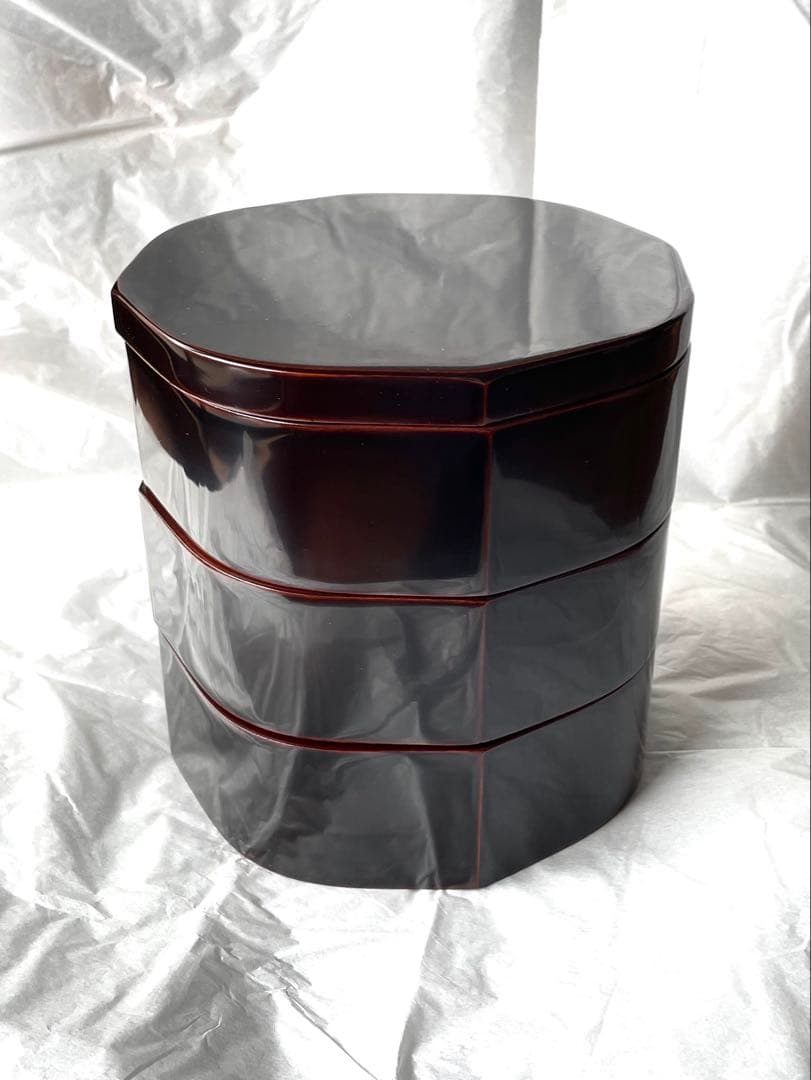 漆器 八角形 重箱 3段 蓋付き