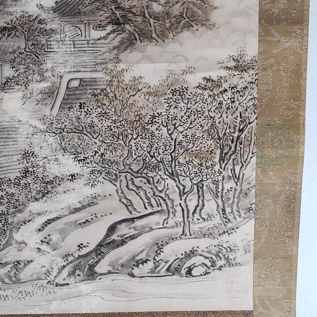 ◆『周文 山水図』掛軸◆検）雪舟 長谷川等伯 明兆 狩野永徳 狩野探幽 千利休