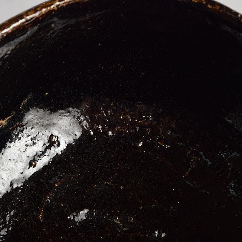 茶道具　楽吉左衛門作　鳳凰文　黒楽茶碗　共箱　M　R9451