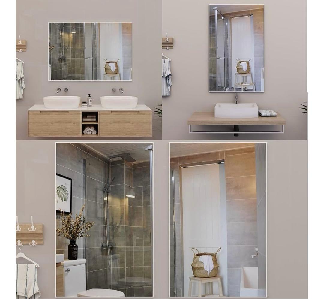 BEAUTME 洗面鏡 浴室鏡 壁掛け鏡 姿見鏡 全身鏡 アルミ 壁掛けミラー