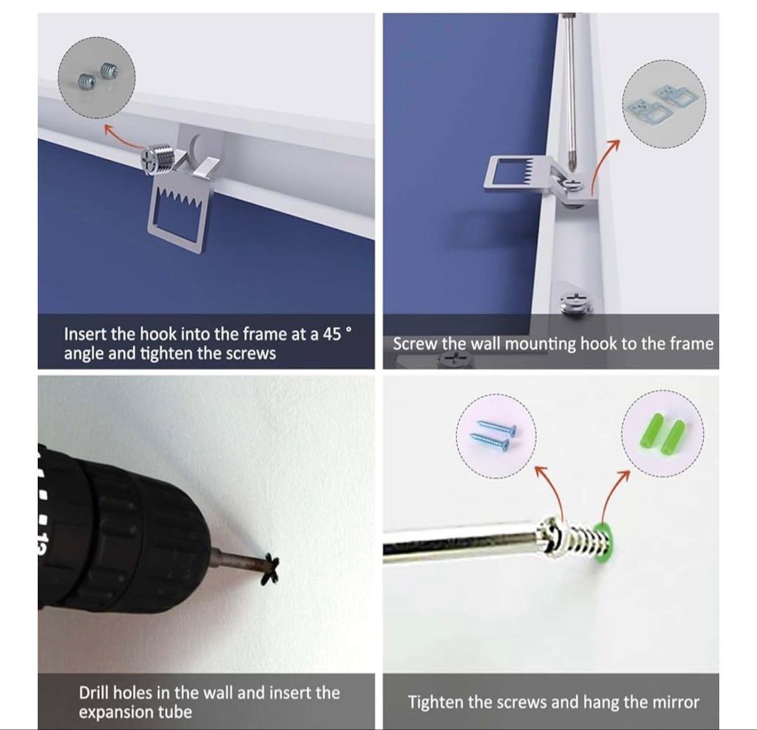 BEAUTME 洗面鏡 浴室鏡 壁掛け鏡 姿見鏡 全身鏡 アルミ 壁掛けミラー