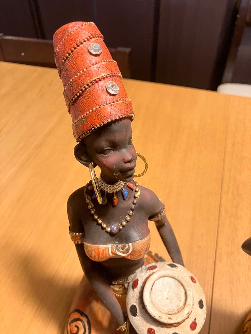 アフリカンスタイル 陶器 置物 2点セット