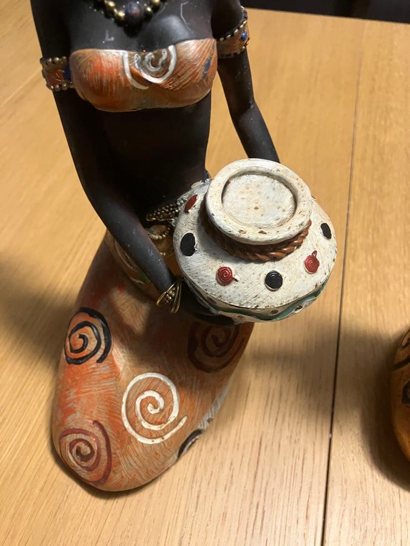 アフリカンスタイル 陶器 置物 2点セット