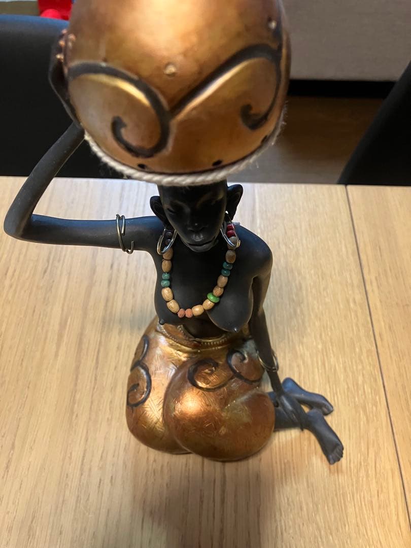 アフリカンスタイル 陶器 置物 2点セット