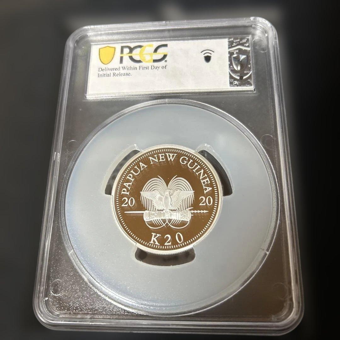 2020年 パプアニューギニア 極楽鳥　2オンス銀貨　PCGS70DCAM