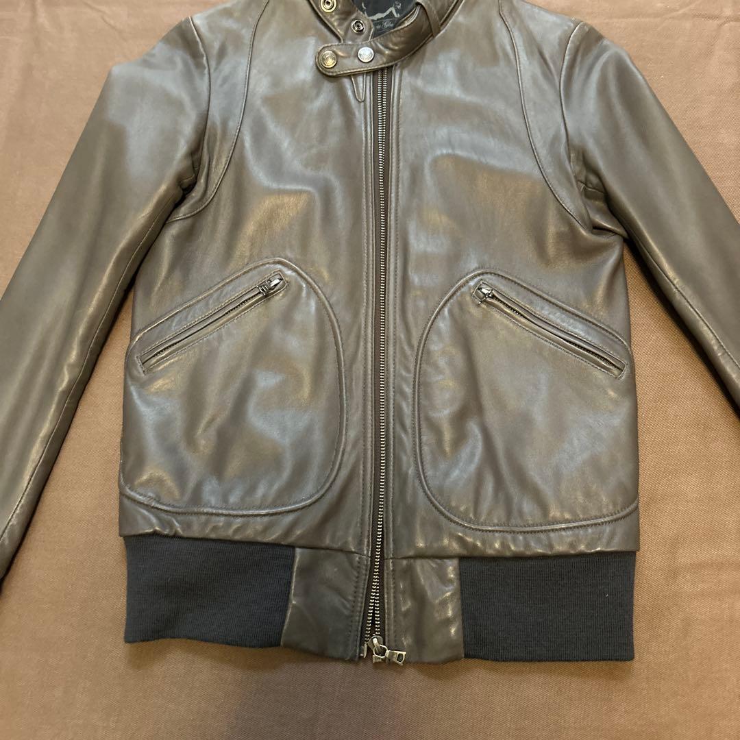 ヒステリックグラマー　グレー　レザー シングルライダースジャケット