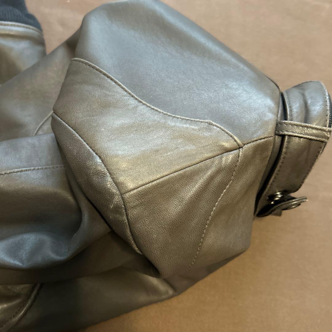 ヒステリックグラマー　グレー　レザー シングルライダースジャケット