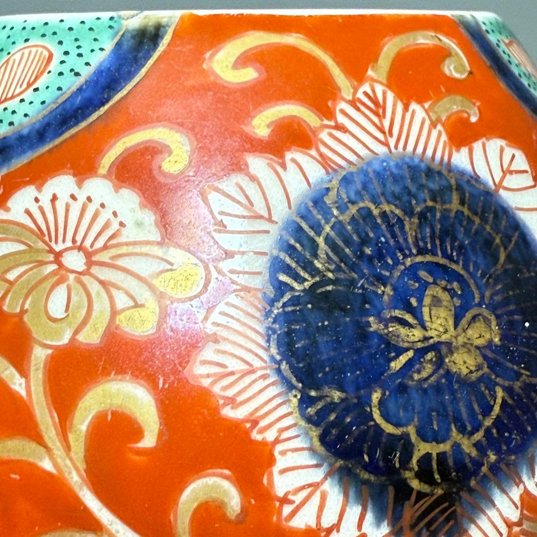 古伊万里　赤絵草花文様急須　アンティーク　ティーポット　桐箱付　江戸後期　大聖寺