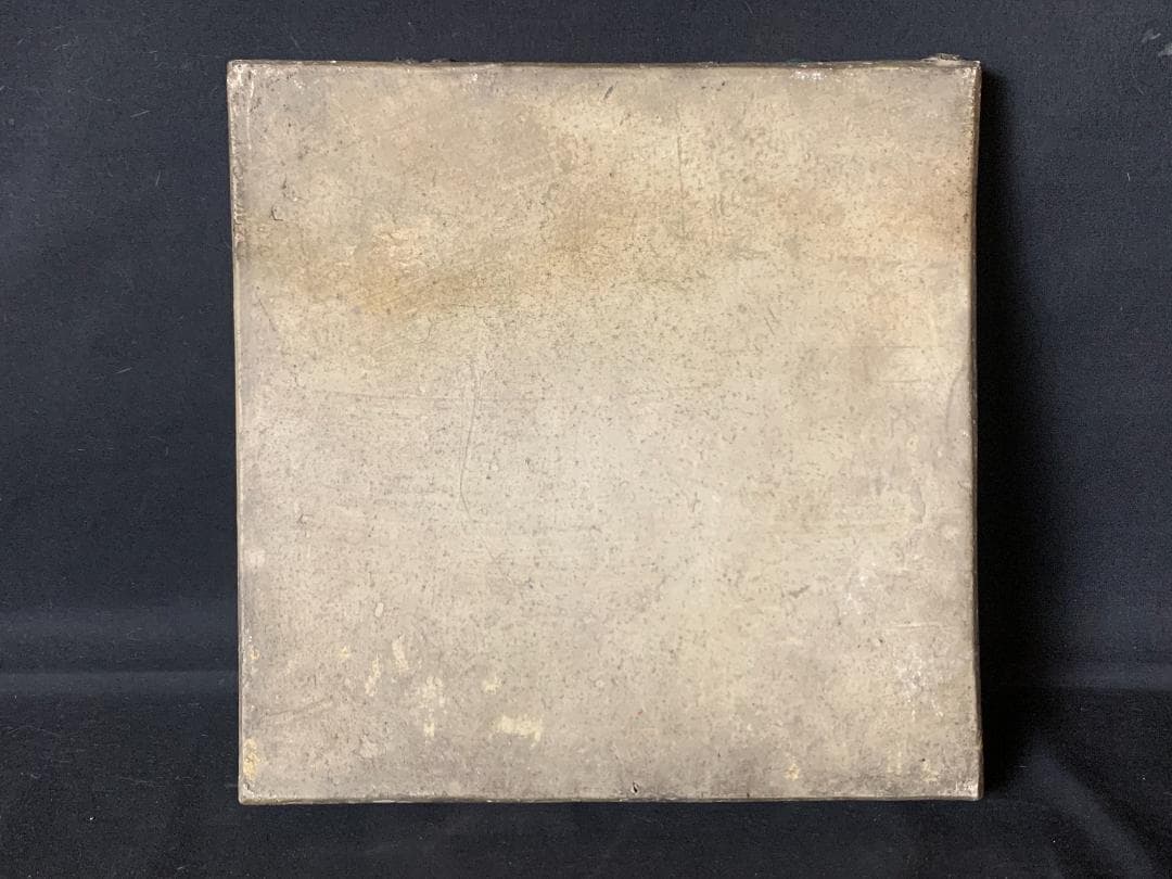 古織部 緑釉 花紋 敷瓦 釜敷 茶道具 江戸時代 877