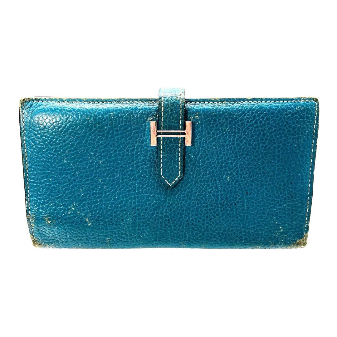 【kk/12.16/10】HERMES 財布 ベアンスフレ ヴォーエプソンブルー