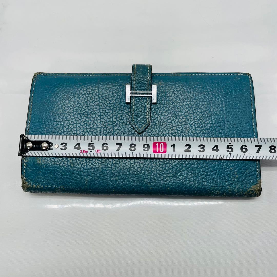 【kk/12.16/10】HERMES 財布 ベアンスフレ ヴォーエプソンブルー