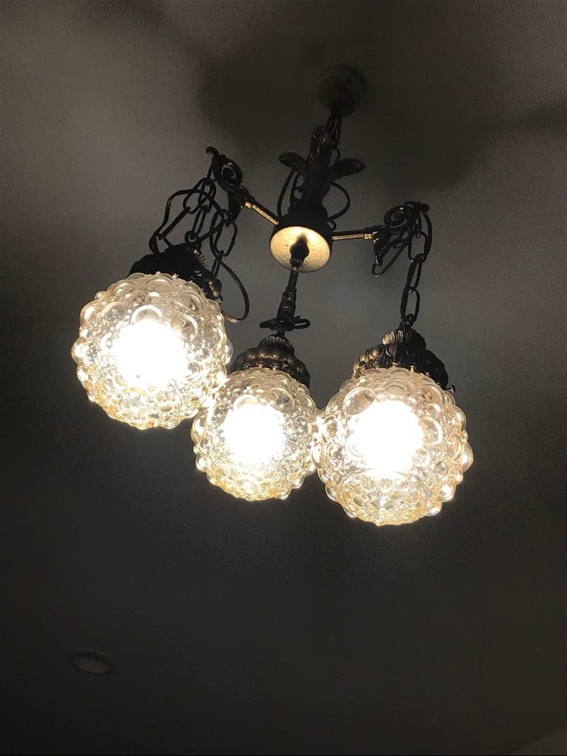 ヴィンテージ3灯バブルガラス　ペンダントライト