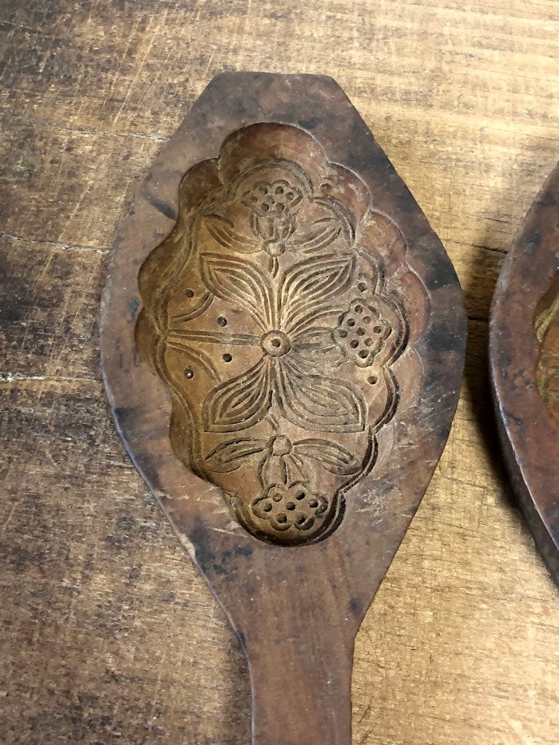 李朝　菓子型　4個まとめて 古民藝　木彫　木型　ブロカント