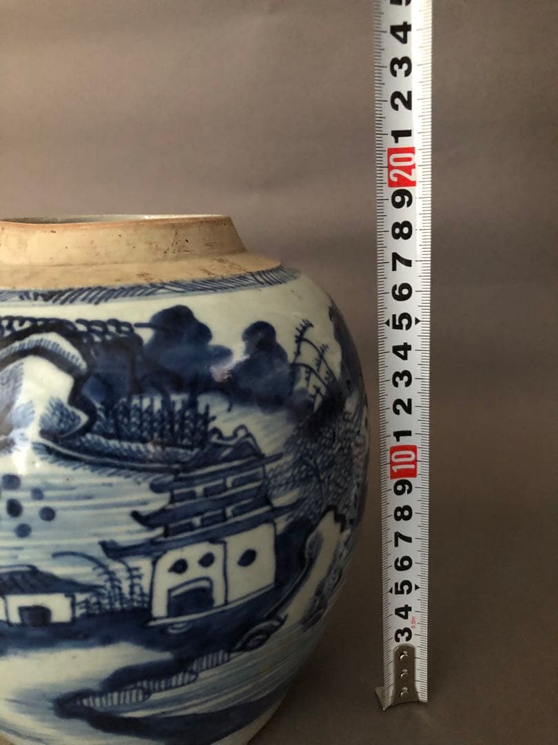 中国骨董　陶器　青花紋　壺　清朝　1985年香港スタンレーにて購入