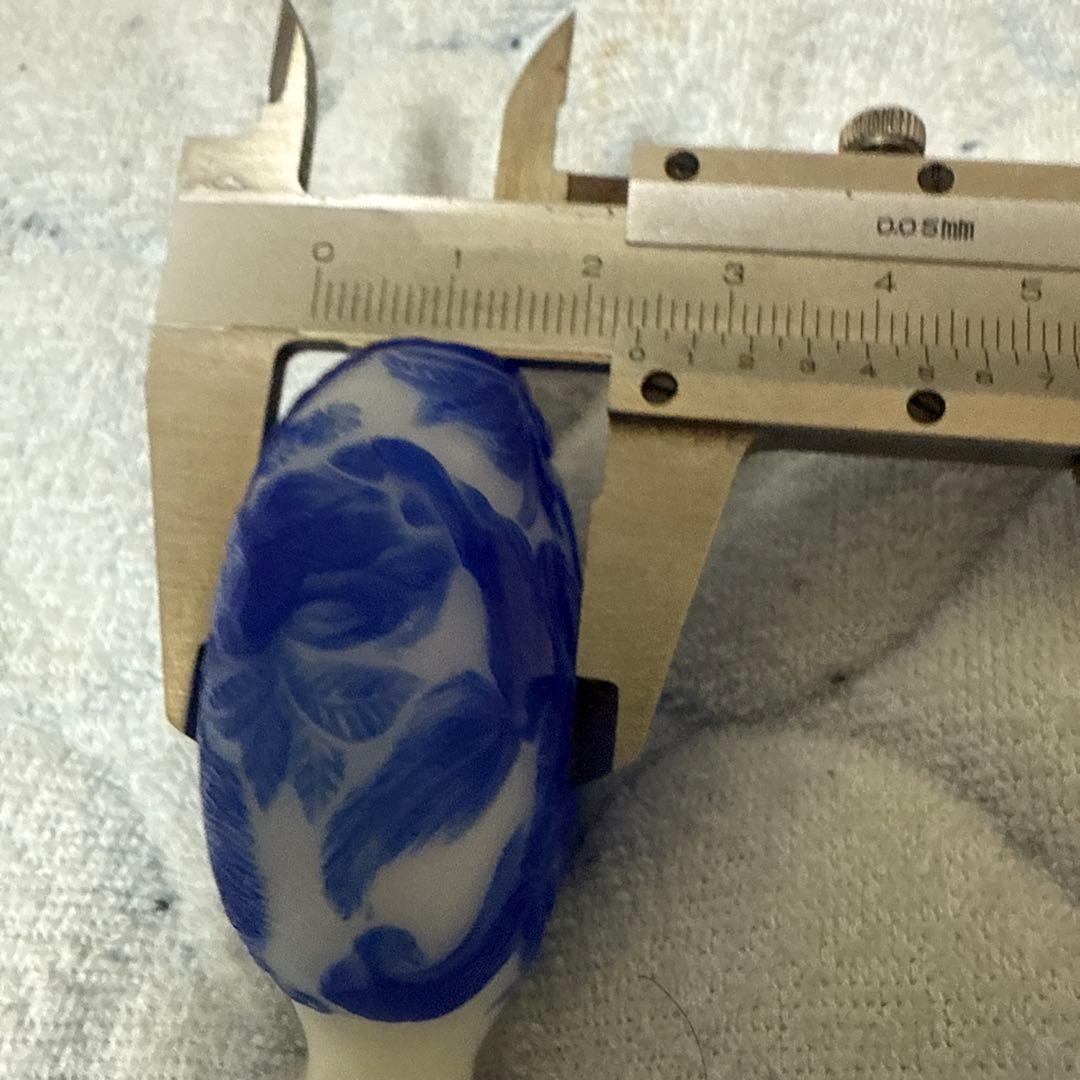 瑠璃硝子　鼻炎壺　藍彩 武士　時代物