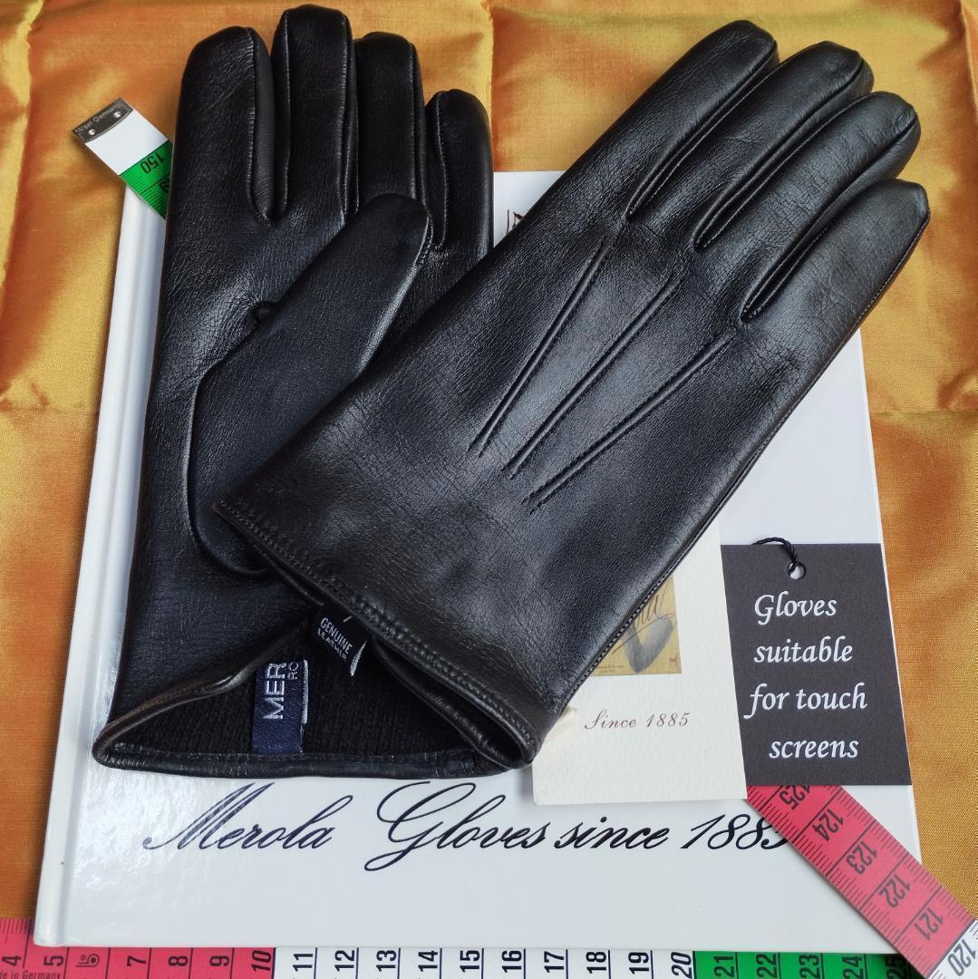 専用 メローラ タッチ対応 ナッパ黒 カシミア黒 革手袋 グローブ MEROLA