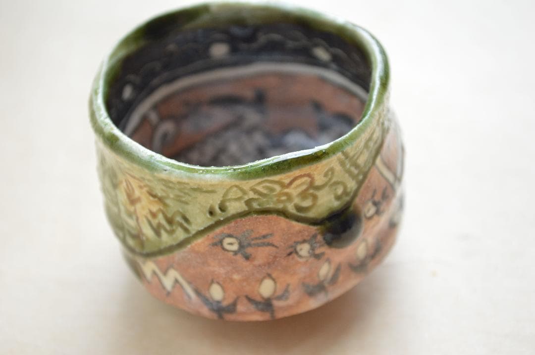 深見文紀作　漫画織部 バニーガール文　ぐい呑　共箱