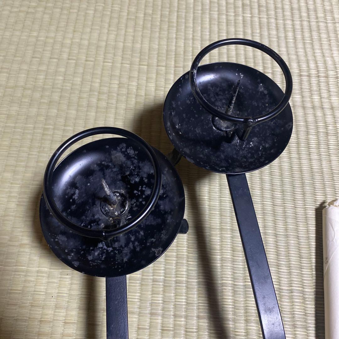 茶道具 夜咄　手燭 一対 懐石 蝋燭立て　蝋燭二本おまけ