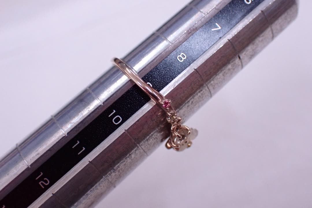 サマンサティアラ K10 フラワーリング 9号 レモンクォーツ ペリドット 指輪