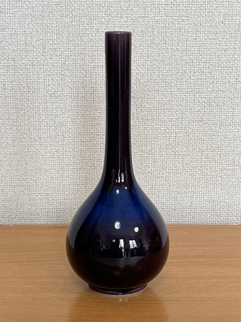 柳雨軒 三代 人間国宝 徳田八十吉（正彦銘）彩釉 花入 約22㎝　T116