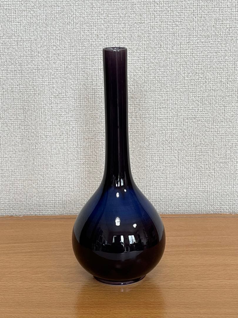 柳雨軒 三代 人間国宝 徳田八十吉（正彦銘）彩釉 花入 約22㎝　T116