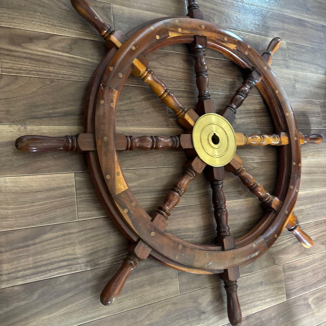 【在庫セール開催中！】木製 舵輪デザイン インテリア　（ 直径約92cm）