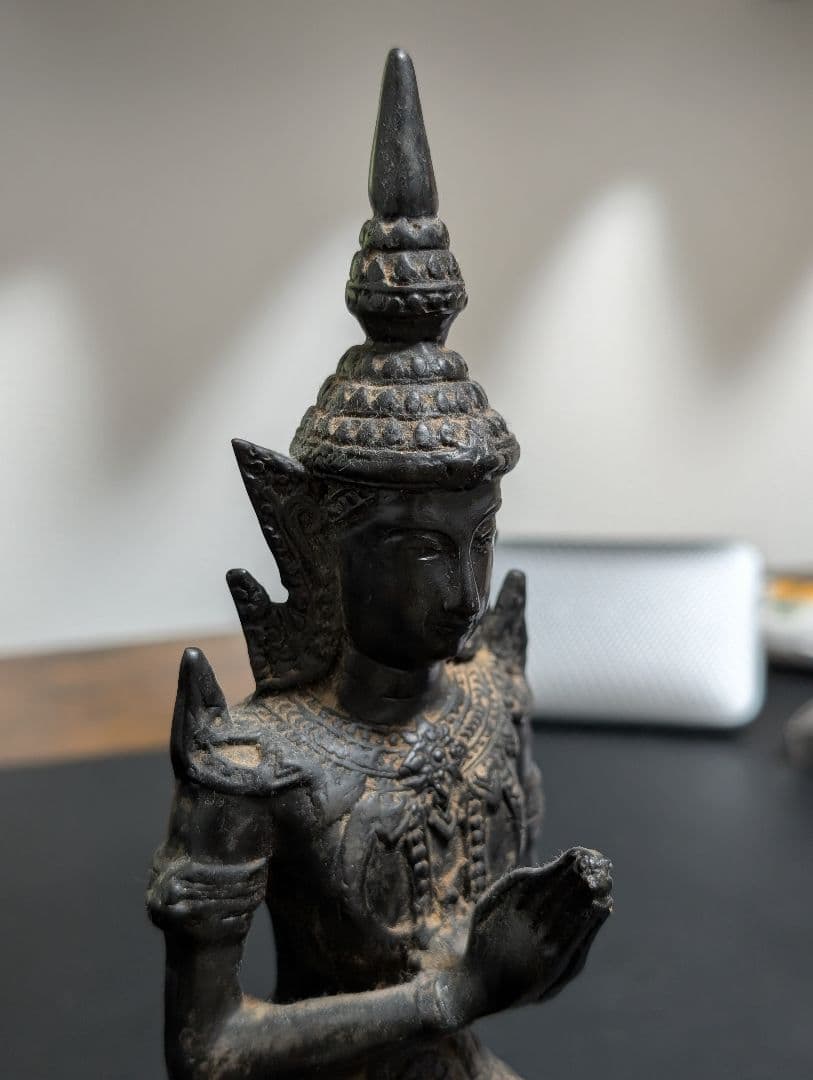 Myanmar 金属製仏像風彫刻 約22cm