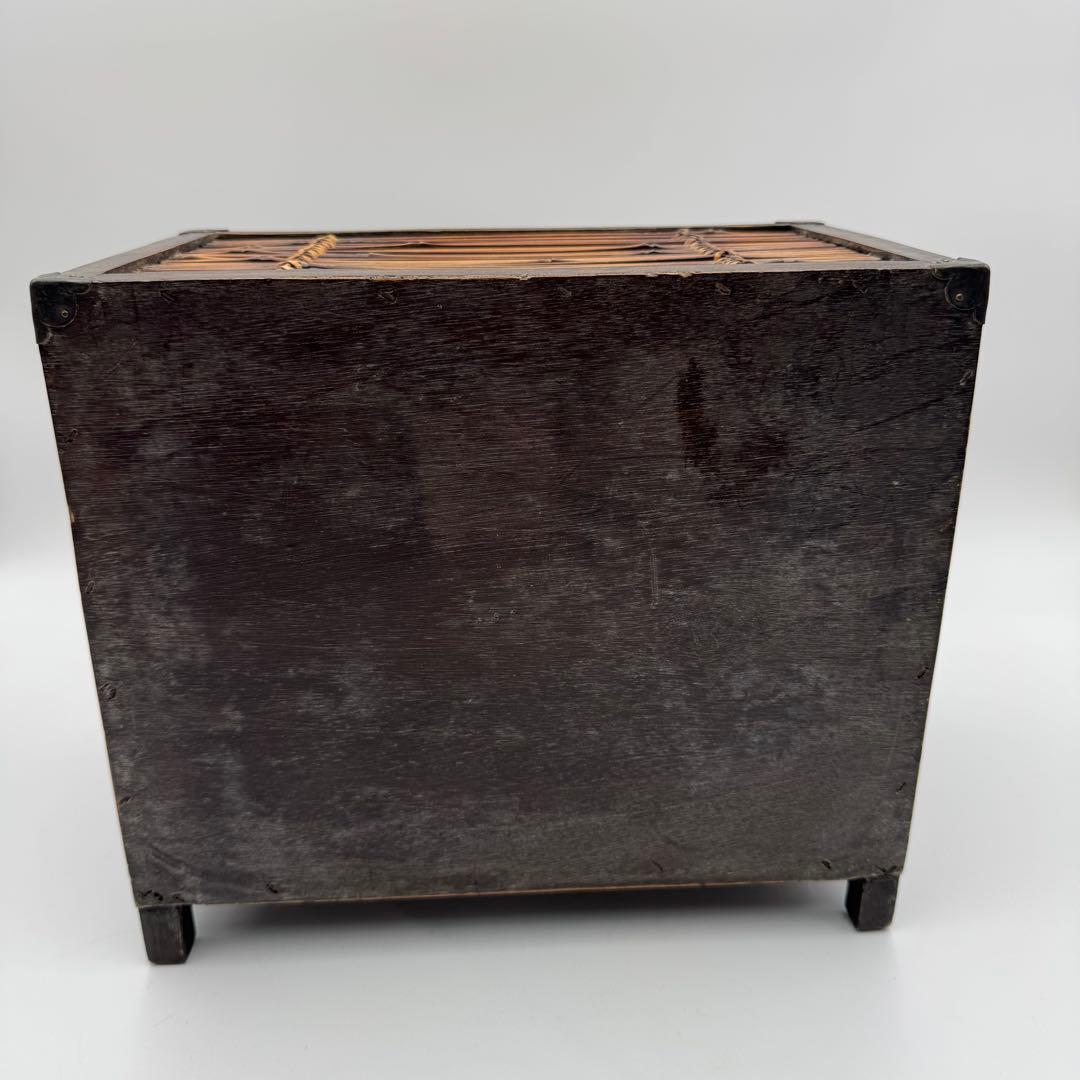 【竹編小箪笥　煎茶器局】茶道具　小物入れ　時代　茶器　竹細工