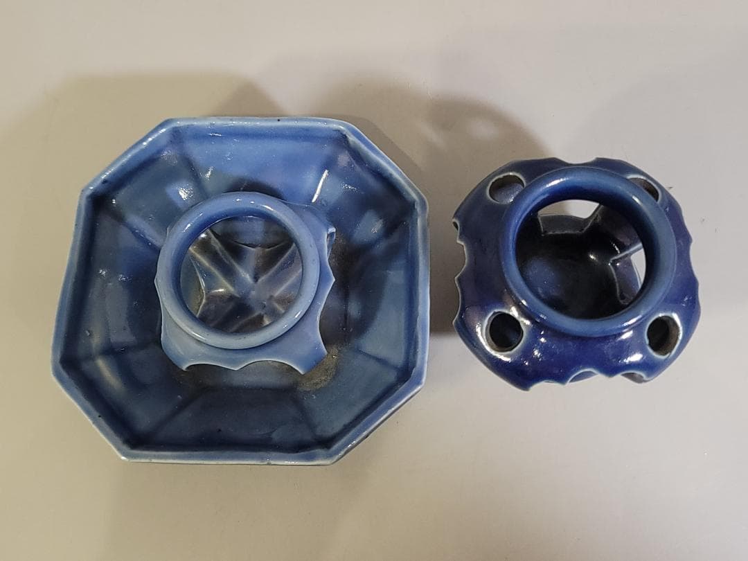 古伊万里 瑠璃 盃台 二件 DT463