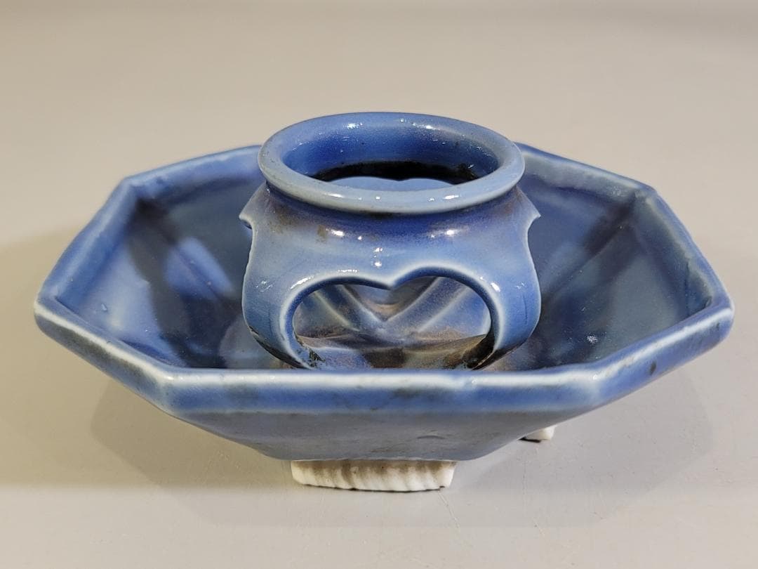 古伊万里 瑠璃 盃台 二件 DT463