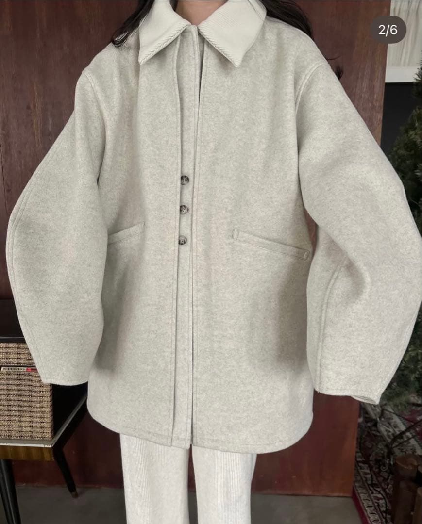 ジャケット・アウター lawgy/2way neck front double point coat