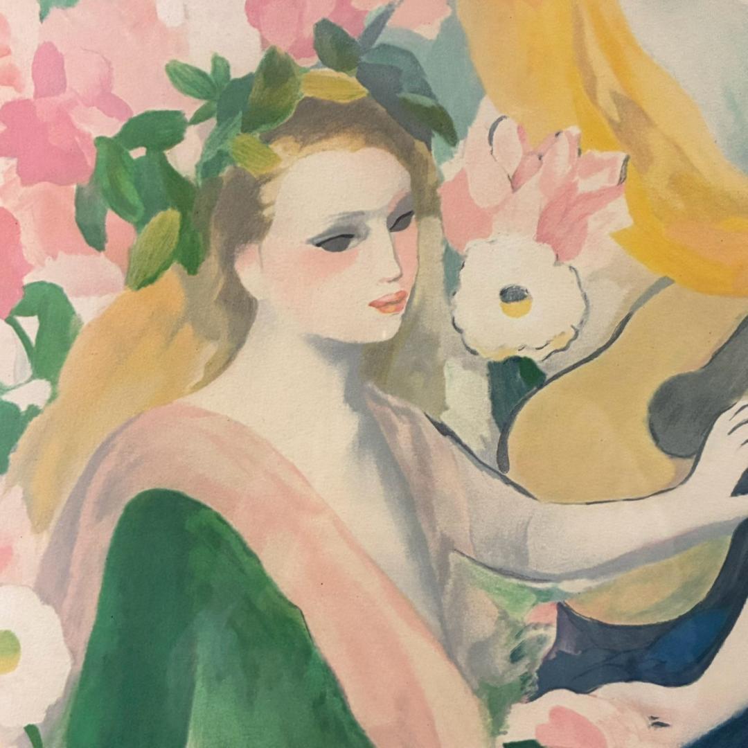 マリー・ローランサン「天使の娘」リトグラフ お洒落な額装 フランス