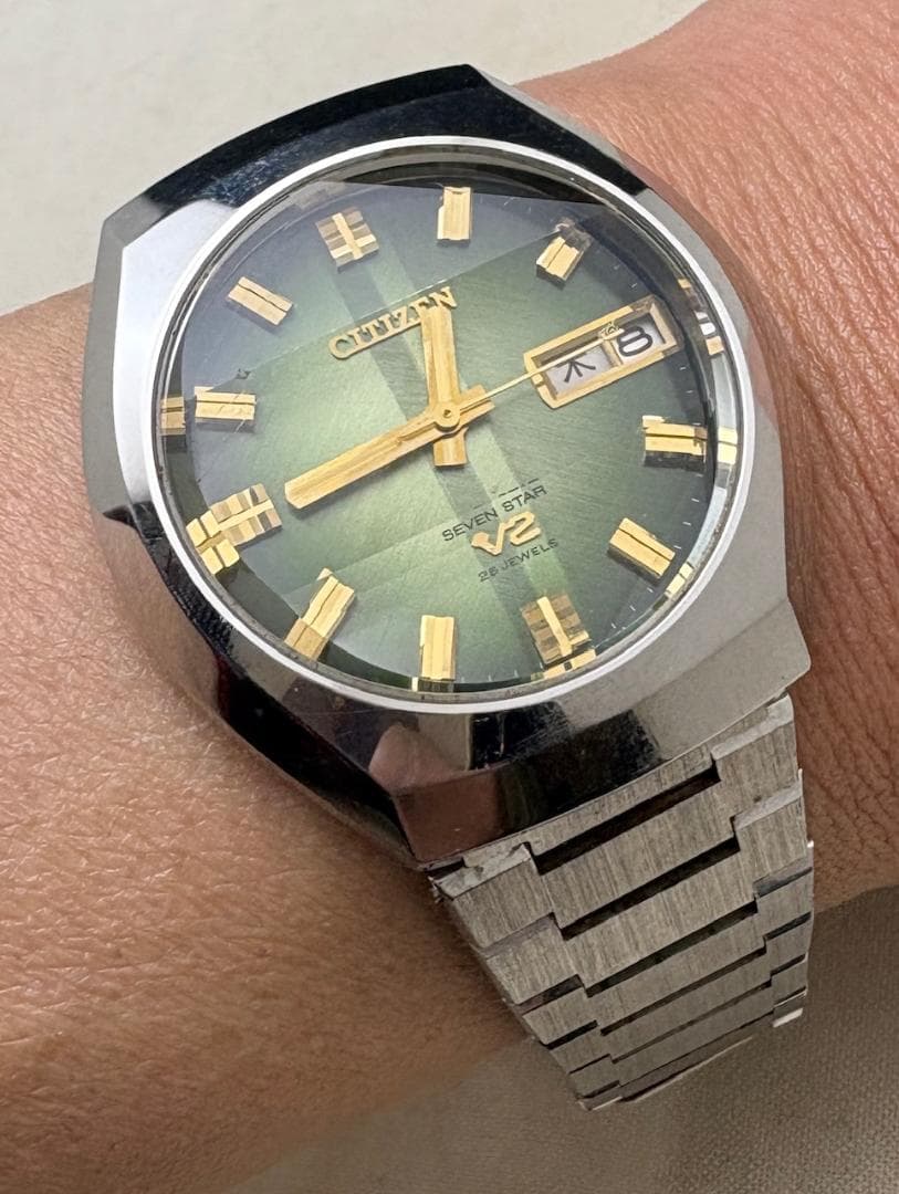 858/稼働 シチズン セブンスター V2 7面カットガラス 自動巻き 26石