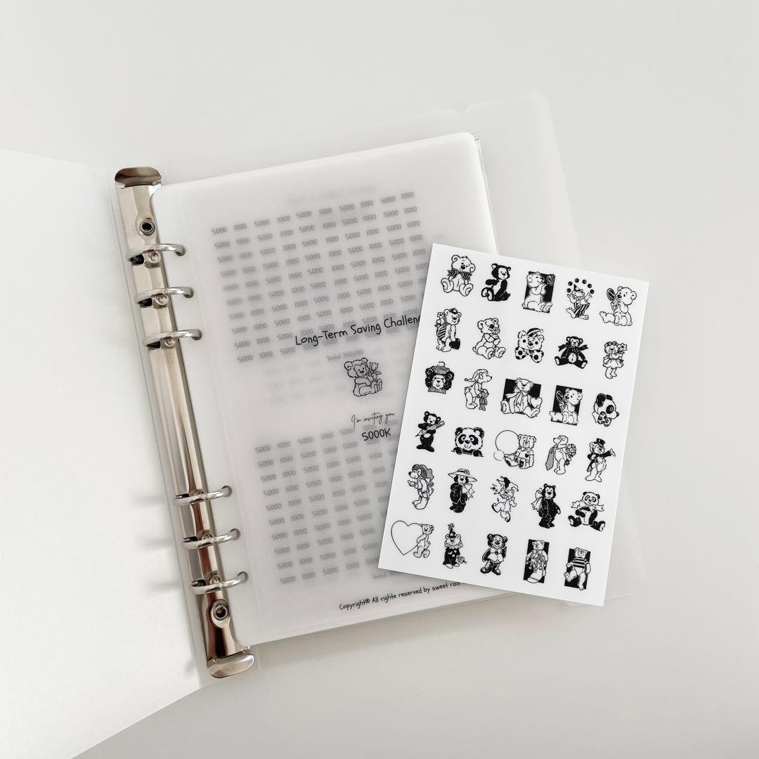 早い者勝ち　韓国　貯金　貯蓄　バインダー　カバー　リフィル　A5 くま　ベア